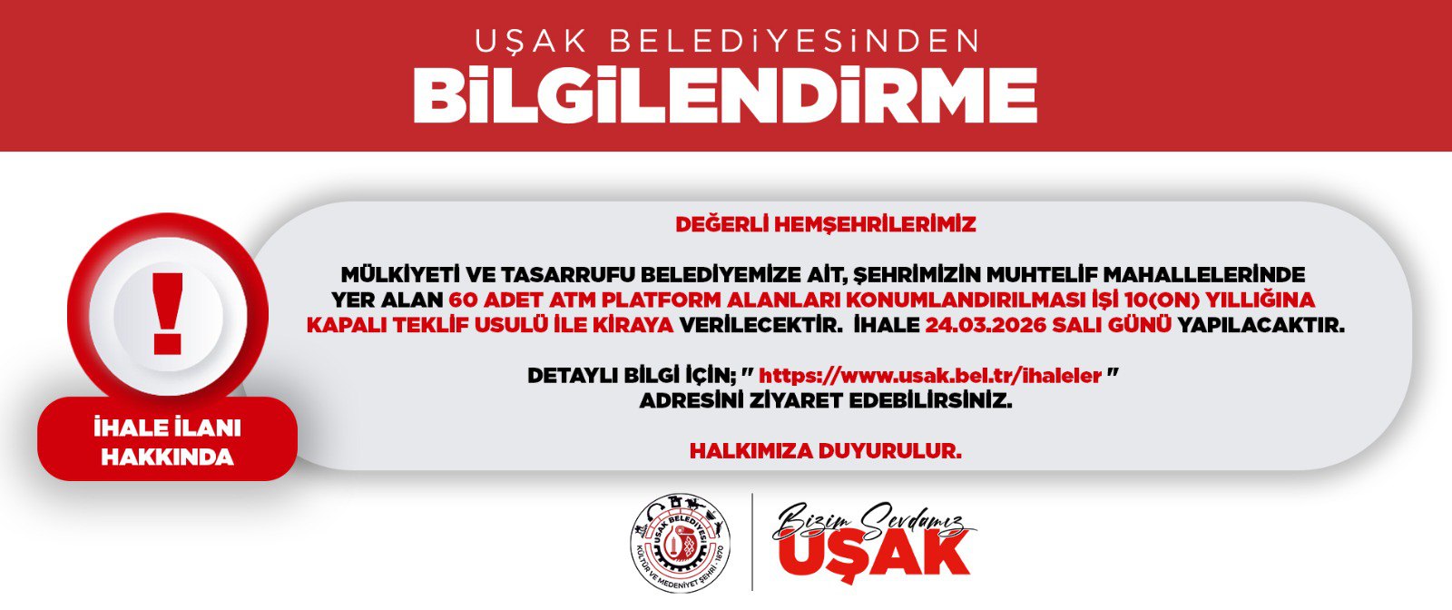 60 ADET ATM PLATFORM ALANLARI KONUMLANDIRILMASI İŞİ İHALESİ