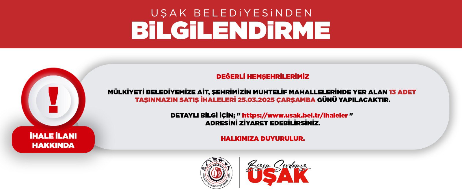 13 ADET TAŞINMAZ SATIŞ İHALESİ