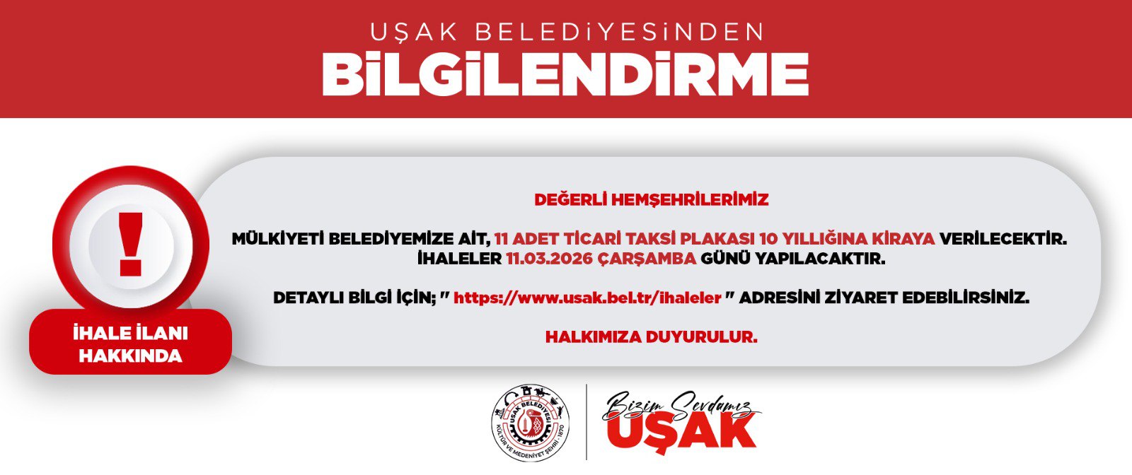 11 ADET TİCARİ TAKSİ PLAKASI İHALE İLANI